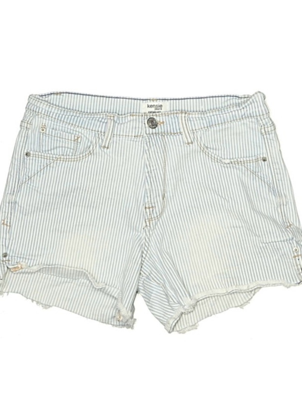 Kensie Women's Light Blue & White Striped Denim Shorts